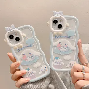 Cute Cartoon Puppy Holder Function With Hand Chain Tpu Phone Case For Iphone 15 14 13 12 11 X Pro Max