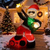 Weihnachtlicher Aufblasbarer Rockstar-Weihnachtsmann mit LED-Beleuchtung 1,8m Aufblasbarer Gitarren-Weihnachtsmann Gartendekoration PVC-Material Umweltfreundlich Waschbar