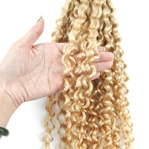 Cabello humano virgen de alta calidad, cabello rubio 613, trama de cabello rizado profundo, paquetes de cabello rubio ruso virgen - Product Image 4