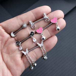 Joyería de <span class=keywords><strong>Piercing</strong></span> para Pezón de Acero Inoxidable Hipoalergénico, Color Rosa, con Forma de Corazón y <span class=keywords><strong>Alas</strong></span>, Barra para Pezón, Anillos para Pezón, Joyería para <span class=keywords><strong>Piercing</strong></span> Corporal - Product Image 4