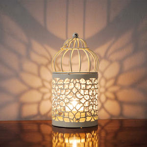 Forma de jaula de pájaros, adorno de Pájaro de Hierro tallado, decoración del hogar, modelo artesanal, portavelas de Metal - Product Image 4