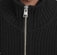 Cardigan en tricot noir pour homme, à manches longues, zippé, coupe décontractée, style décontracté