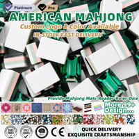 Siap Kirim Set Ubin Mahjong Patriotik Amerika 160 Buah Desain Akrilik Berlian Hijau dengan Rak dan Penggeser Stok AS