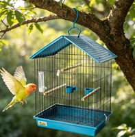 Cage à oiseaux en métal robuste sur roulettes, plateformes d'activités multi-positions, balançoire suspendue, perchoirs et abreuvoir pour petits perroquets