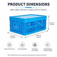 Caisse en plastique pliable, empilable et multifonctionnelle HUADING 600*400*265 mm