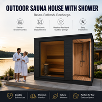 Sauna sec en bois design moderne pour intérieur et extérieur, avec douche intégrée, poêle infrarouge, magnifique sauna extérieur