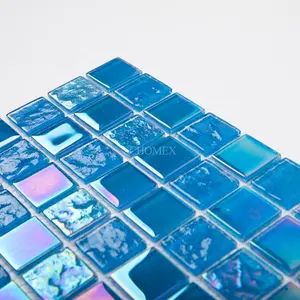 Kare mavi parlak yanardöner renk yüzme havuzu kristal cam mozaik