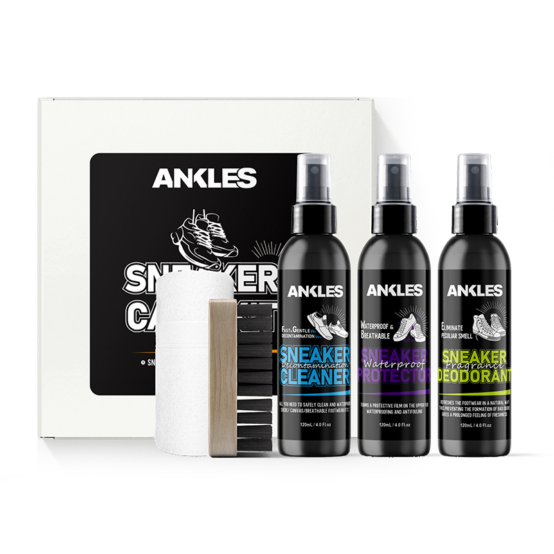 ANKLES Großhandel Custom Box & Bag Sneaker Reiniger Flasche Schuh pflege set für Sports chuh reiniger und Pflege White Schuh reiniger Kit