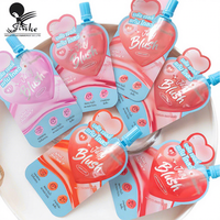 Fabricant de plastique laminé Easy-Tear Heart Special Shape Blush Nozzle Pouch avec brosse et trou