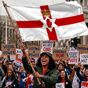 Bandera <span class=keywords><strong>de</strong></span> <span class=keywords><strong>Irlanda</strong></span> del Norte <span class=keywords><strong>de</strong></span> 3x5 pies, Bandera <span class=keywords><strong>de</strong></span> Ulster con Mano Roja <span class=keywords><strong>de</strong></span> Ulster y Cruz y Corona, Poliéster 100D, Doble Ojal, Bandera Personalizada para Exteriores - Product Image 4