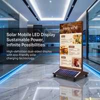 Boîte lumineuse publicitaire solaire LED mobile pour zones piétonnes, faible entretien, fort impact, avec télécommande