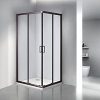 Cabine de douche d'angle moderne avec porte coulissante carrée, disponible en cadre en aluminium chromé/doré/noir