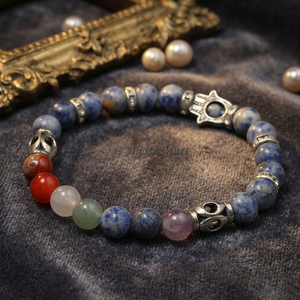 มาใหม่ sodalite เจ็ดจักระ Hamsa สร้อยข้อมือลูกปัดคริสตัล protraction สำหรับทำสมาธิฮวงจุ้ยสไตล์ - Product Image 1