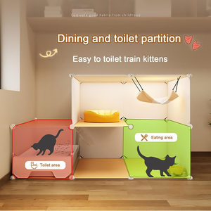 Villa pour chat à double étage, maison pour chat peu encombrante, cage pour chat multifonctionnelle transparente de luxe pour petits animaux - Product Image 3