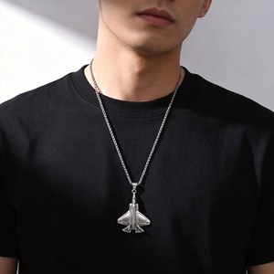 Nuevo Estilo, Nueva Personalidad, <span class=keywords><strong>Collar</strong></span> con Colgante <span class=keywords><strong>de</strong></span> Avión Punk Creativo, <span class=keywords><strong>Collar</strong></span> <span class=keywords><strong>de</strong></span> Acero Inoxidable para Hombre, Recuerdo <span class=keywords><strong>de</strong></span> Aviación, Venta al por Mayor - Product Image 3