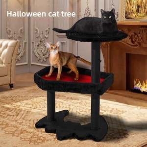 Albero per <span class=keywords><strong>Gatti</strong></span> in Legno per Halloween e Cuccia, Stile Cartone Animato con Motivo Pipistrello, Design Compatto per <span class=keywords><strong>Gatti</strong></span> Grandi, Struttura Salvaspazio per Arrampicata - Product Image 2
