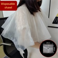 Pareo de coiffure jetable en PE, tablier de barbier en plastique pour coloration, permanente, soins capillaires, châle de salon