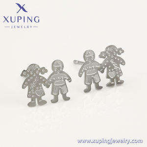 0605342 प्यारा आदमी दिल प्रतीक पत्र पत्र डिजाइन स्टेनलेस स्टील गहने दैनिक श्रृंखला महिला सुरुचिपूर्ण इयररिंग - Product Image 6