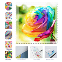 Kit de Peinture Diamant 5D à Pétales Dégradés Arc-en-ciel Effet Rose, Broches Carrées, Décoration de Salon - Meilleures Ventes