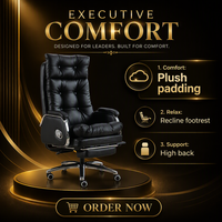 Chaise de bureau exécutive ergonomique de luxe moderne avec cuir véritable, fonctionnalités réglables, structure en acier inoxydable