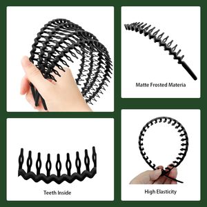 GUIYAN 6 bandeaux en plastique antidérapants, mode, <span class=keywords><strong>peigne</strong></span> sans effort, bandeaux fins pour cheveux pour femmes, hommes, adolescentes - Cadeau (Noir) - Product Image 3