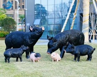 Statue de cochon en fibre de verre personnalisée, sculpture d'animal en fibre de verre grandeur nature pour la décoration extérieure de jardin