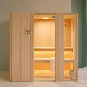 Salle de sauna à vapeur 3 personnes à prix réduit Baignoires et sauna traditionnels en bois