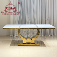 Dîner de mariage européen Table à manger de luxe en MDF avec cadre en acier inoxydable