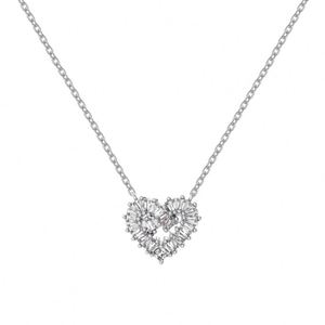 Colliers Dylam au design délicat en argent sterling 925 hypoallergénique avec chaîne à maillons et pendentif cœur en zircone cubique 5A - Product Image 1