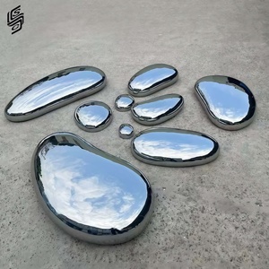 High Quality Mirror Polished Stainless Steel Pebble <strong>Sculpture</strong> Metal Oval Art <strong>Sculpture</strong> for Home Background Lawn Decoration - Product Image 4