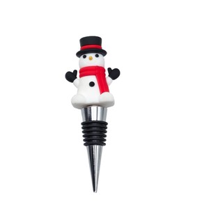 Christmas <b>Wine</b> Stopper <b>Plastic</b> <b>Bottle</b> Seal With Snowman Santa Design For Holiday Decorations - Product Image 2