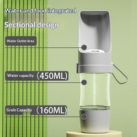 Bouteille d'eau pour chien et chat de 450 ml avec gobelet à nourriture amovible, bol de voyage en PP pour les promenades et les voyages en plein air