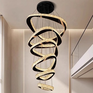 Biệt thự sang trọng Duplex xây dựng treo đèn chùm thiết kế hiện đại cao cấp pha lê <span class=keywords><strong>LED</strong></span> ánh sáng khung thép không gỉ cho phòng khách - Product Image 1