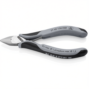 Cortadores laterales electrónicos Knipex ESD 77 42 130 Fabricados en Alemania Cobre Máx. 1,6 mm Mediano Máx. 1,3 mm - Product Image 1