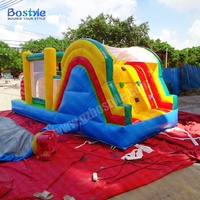 Parcours d'obstacles gonflable commercial, château gonflable arc-en-ciel avec toboggan, château de saut en PVC, installation facile, capacité personnalisée pour enfants