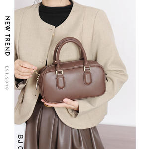 Andong Genuine Leather Korean Style Boston Pillow Crossbody <b>Small</b> Square <b>Bag</b> for Women's Girls Work Handbag <b>Shoulder</b> Sling <b>Bags</b> - Product Image 2