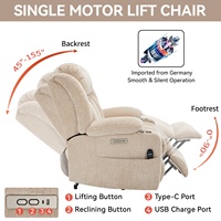 Fauteuil inclinable électrique beige en chenille, design américain, avec coussin supérieur, massage chauffant, capacité 350 lbs, durable, pour salon