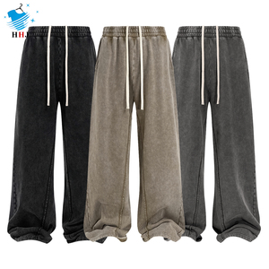 Pantalones largos holgados y desgastados de algodón americano Premium con diseño de retazos para pantalones casuales de borde crudo estilo callejero a granel - Product Image 1
