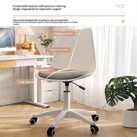 Chaise d'ordinateur confortable à structure en acier, dossier solide, ergonomique, réglable en hauteur, pivotante, base 5 étoiles, sans dossier de bureau/dortoir