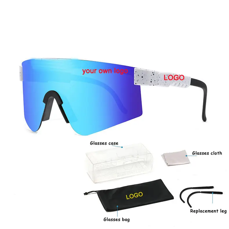 Kacamata hitam desainer UV400, kacamata sepeda ukuran besar pria wanita, kacamata hitam olahraga luar ruangan