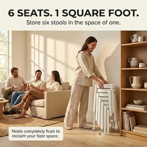 Stackable Windmill Plastic <b>Stool</b> - Reinforced Thickened Round Dining Chair for Restaurant Kitchen and Home Seating - Product Image 2