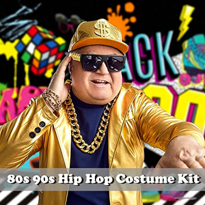 Disfraz de Hip Hop de los 90, Collar con Monedas Doradas, Gafas de Sol, Sombrero de Pescador, Gorra Snapback, Disfraz de <span class=keywords><strong>Rapero</strong></span> para Halloween, <span class=keywords><strong>Disfraces</strong></span> de TV y Cine - Product Image 4
