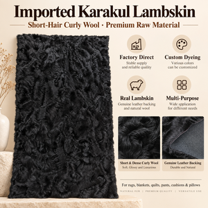 Fourrure d'agneau <span class=keywords><strong>Karakul</strong></span> importée, véritable peau de mouton, laine courte bouclée, matière première pour tapis, couvertures, coussins, vêtements, bricolage - Product Image 3