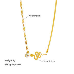 Women's Gold Plated Snake Pendant Necklace And <b>Bracelet</b> <b>Set</b> Stainless Steel Chain Jewelry Gift For Her - Product Image 4