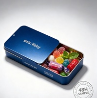 Petite boîte en métal rectangulaire noire personnalisée, boîte à menthe, emballage avec couvercle à charnière pour bonbons