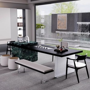 Ensemble table et chaises en bois massif - Style moderne minimaliste - Origine Chine - Élégance haut de gamme <span class=keywords><strong>pour</strong></span> bureau et salon - Product Image 4