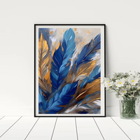 Peinture Diamant 5D, Art Abstrait Plume, Kit Complet de Perles Acryliques en Cristal à Forage Rond, Kit d'Artisanat Fantaisie DIY