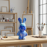 Poupée lapin fluide globale à peindre soi-même, modèle d'ornement ours en peluche blanc, jouet, lapin fluide avec lunettes de soleil audacieuses et outils gratuits