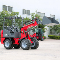 Minicargadora con motor diésel al por mayor, cargadora delantera articulada Euro 5 Kubota, cargadora de 4 ruedas W810 con accesorios