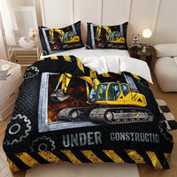Cool Engineering Vehicle Excavator Impression numérique 3D Literie Home Textile Housse de couette Ensemble adapté aux garçons